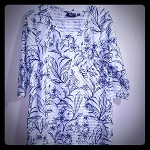 Onque Casual Blouse Blue & White #3